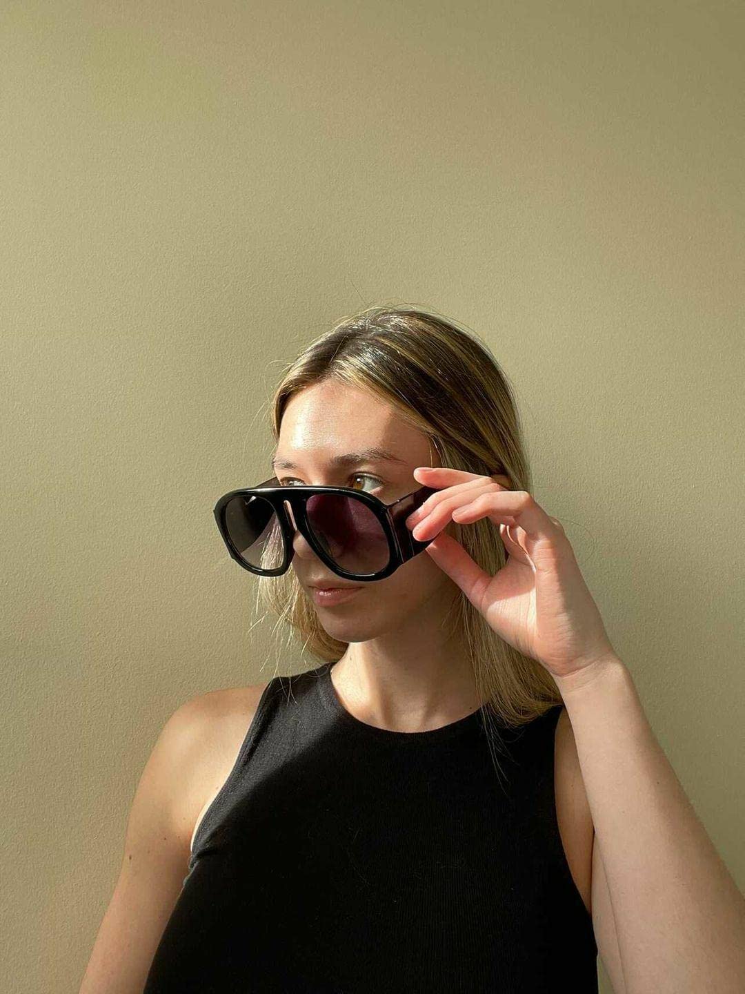 Foto 4 pulgar | Gafas De Sol Feisedy Retro Aviator Oversized Vintage 70s 80s - Venta Internacional.