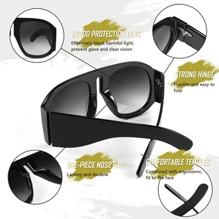Foto 5 | Gafas De Sol Feisedy Retro Aviator Oversized Vintage 70s 80s - Venta Internacional.