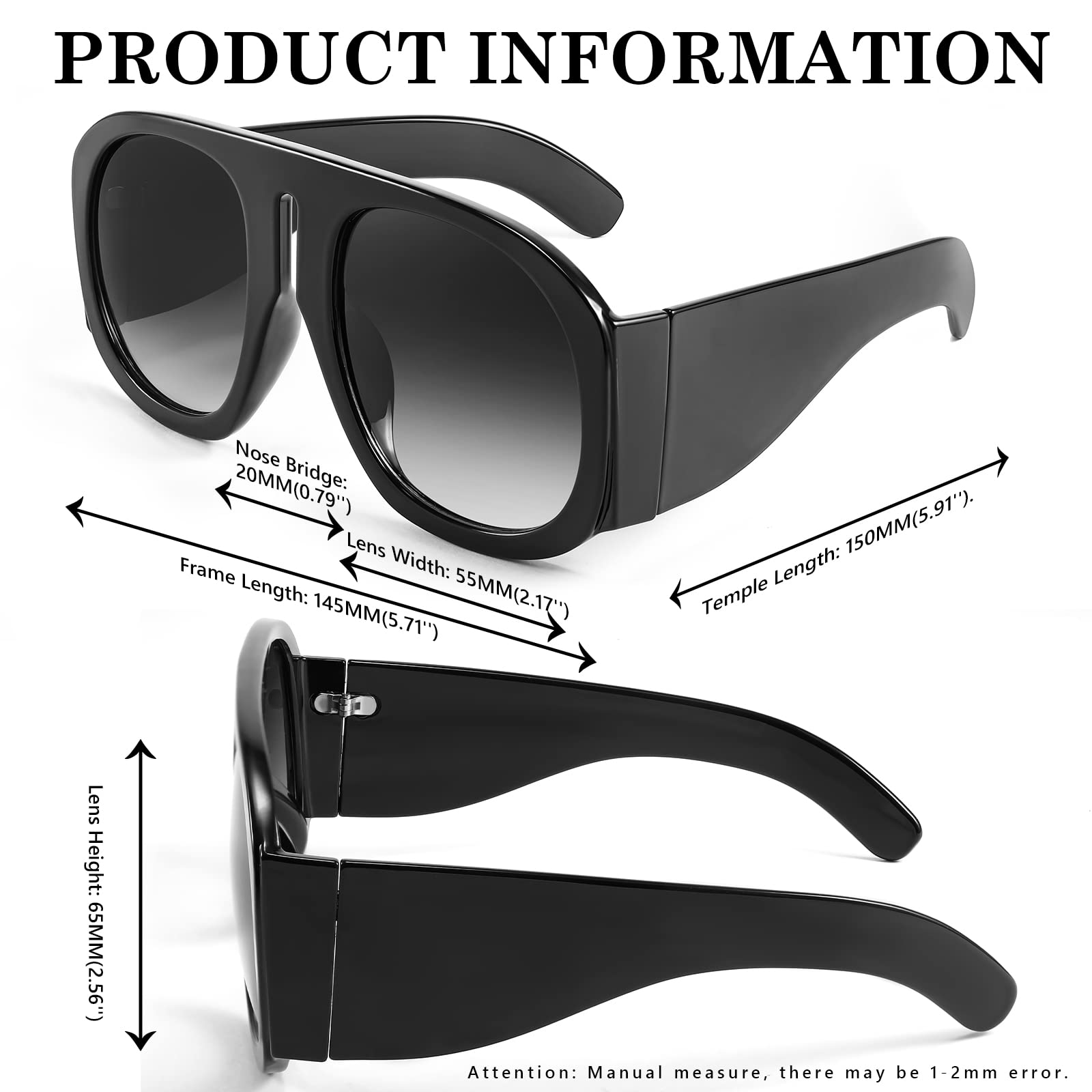 Foto 7 pulgar | Gafas De Sol Feisedy Retro Aviator Oversized Vintage 70s 80s - Venta Internacional.