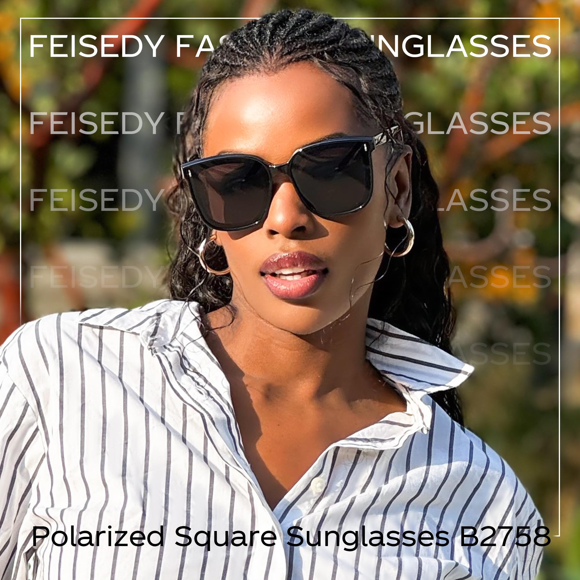 Foto 3 pulgar | Gafas De Sol Feisedy Vintage Polarizadas Oversized Square B2758 - Venta Internacional.