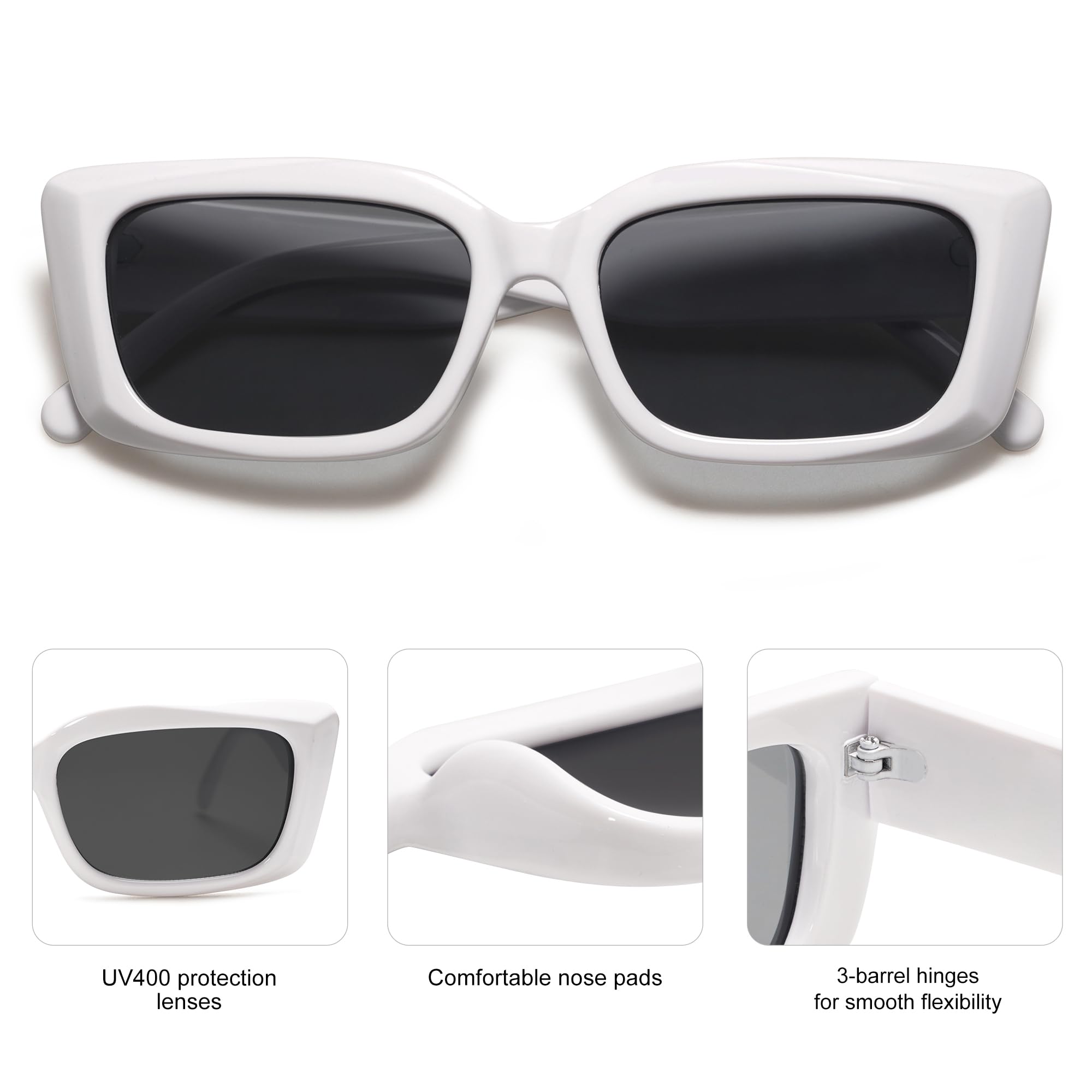 Foto 5 pulgar | Gafas De Sol Sojos Trendy Rectangular Sj2238 Blancas Para Mujer - Venta Internacional.