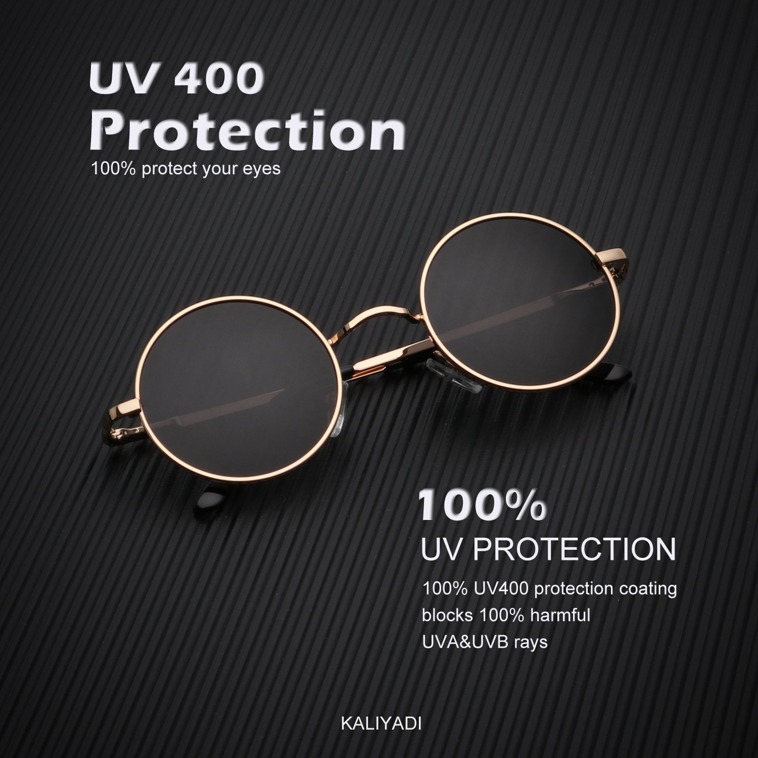 Foto 4 | Gafas De Sol Kaliyadi Redondas Polarizadas De Metal Uv400 De 47 Mm (paquete De 2) - Venta Internacional.