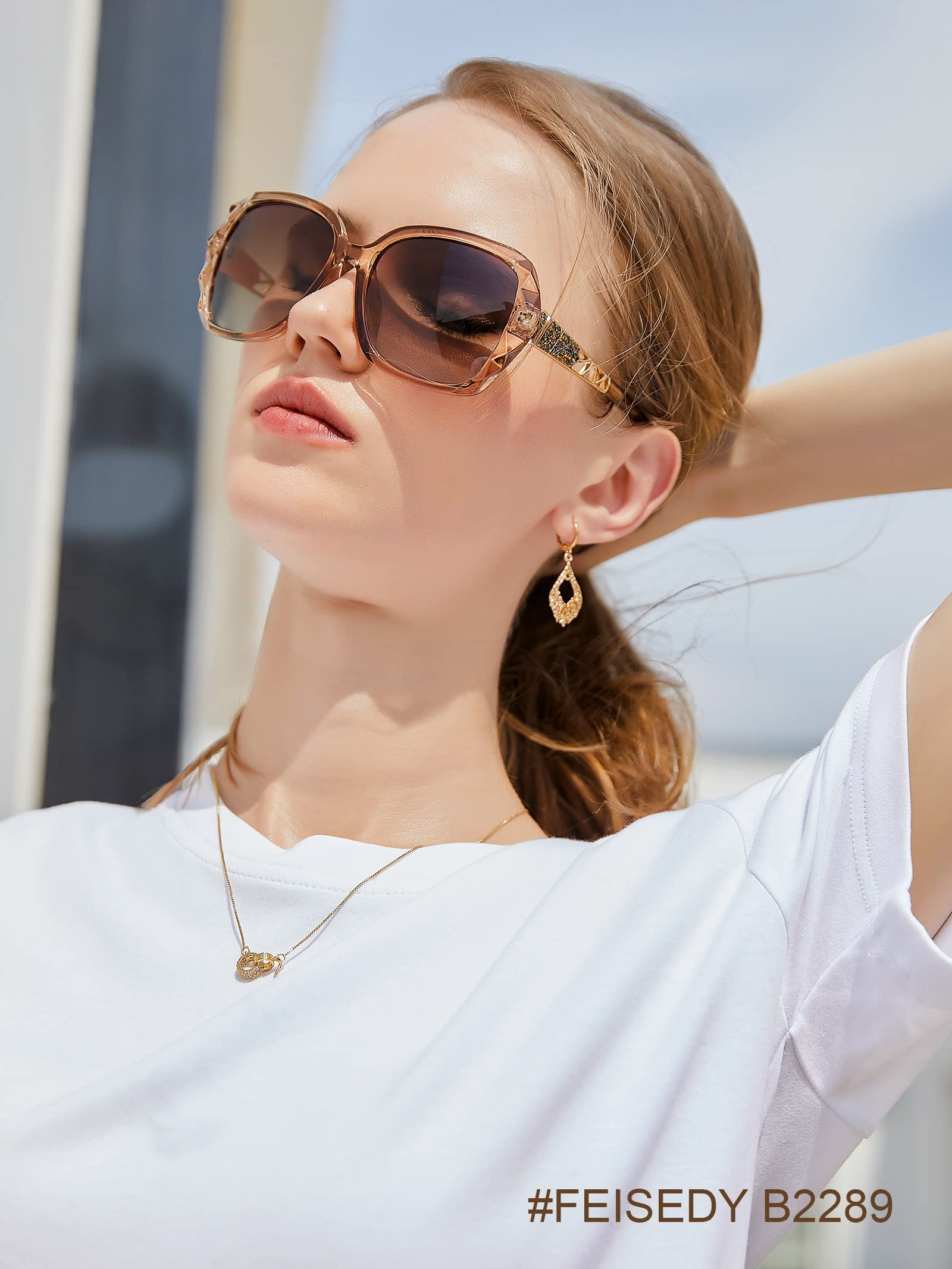 Foto 8 pulgar | Gafas De Sol Feisedy Polarizadas Para Mujer Con Montura Cuadrada Brillante B2289 - Venta Internacional.