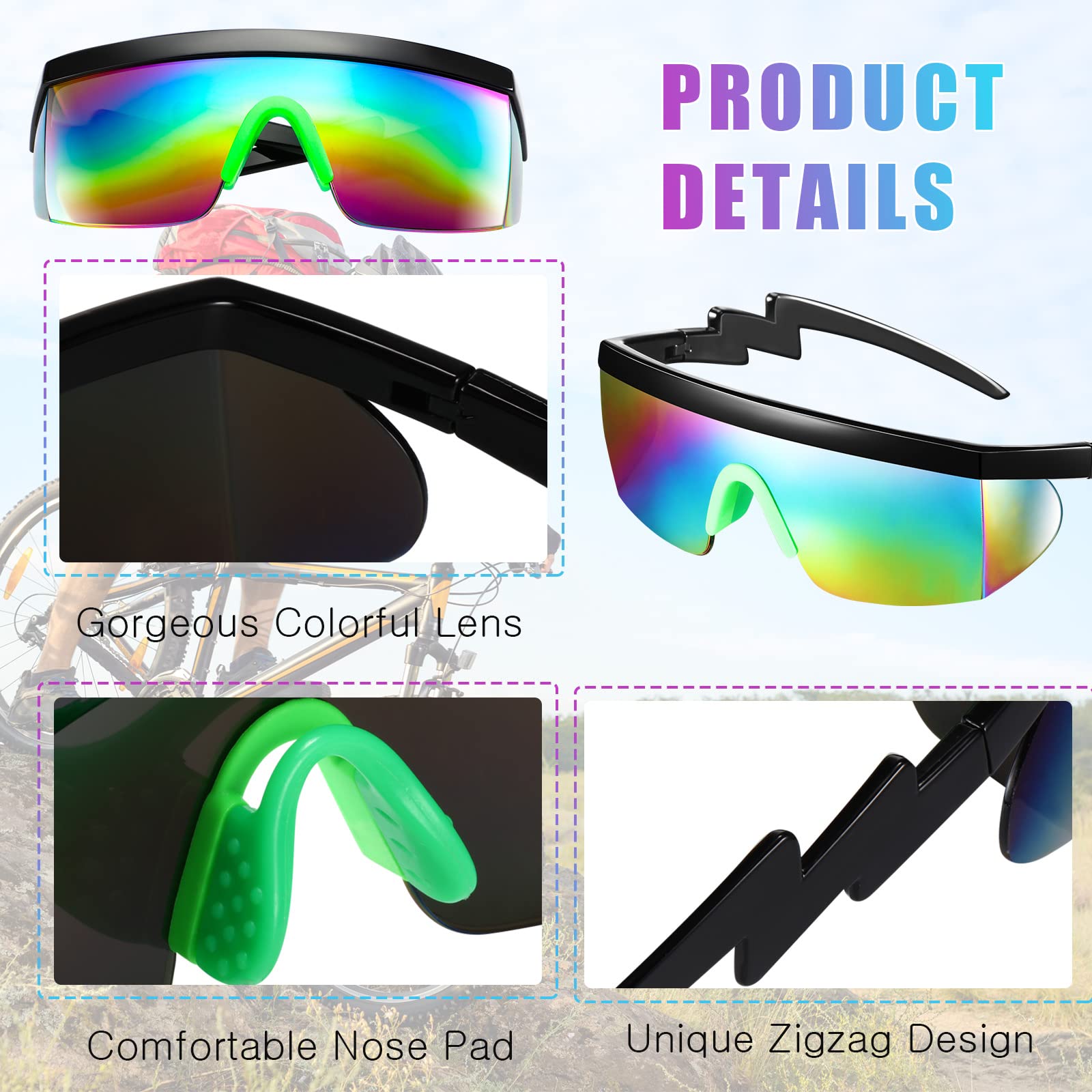 Foto 4 pulgar | Gafas De Sol Frienda Neon Retro Semi Rimless De Los Años 80 Y 90 Para Hombre Y Mujer - Venta Internacional.