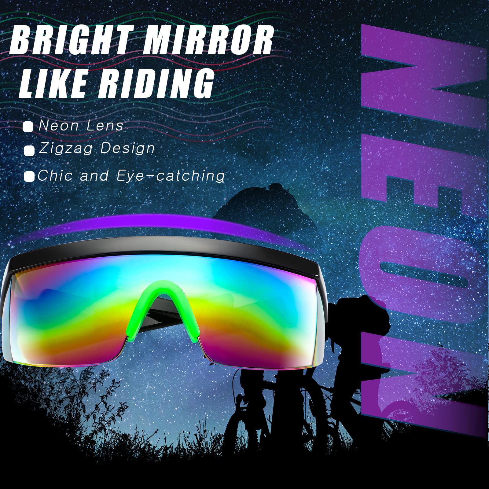 Foto 7 pulgar | Gafas De Sol Frienda Neon Retro Semi Rimless De Los Años 80 Y 90 Para Hombre Y Mujer - Venta Internacional.