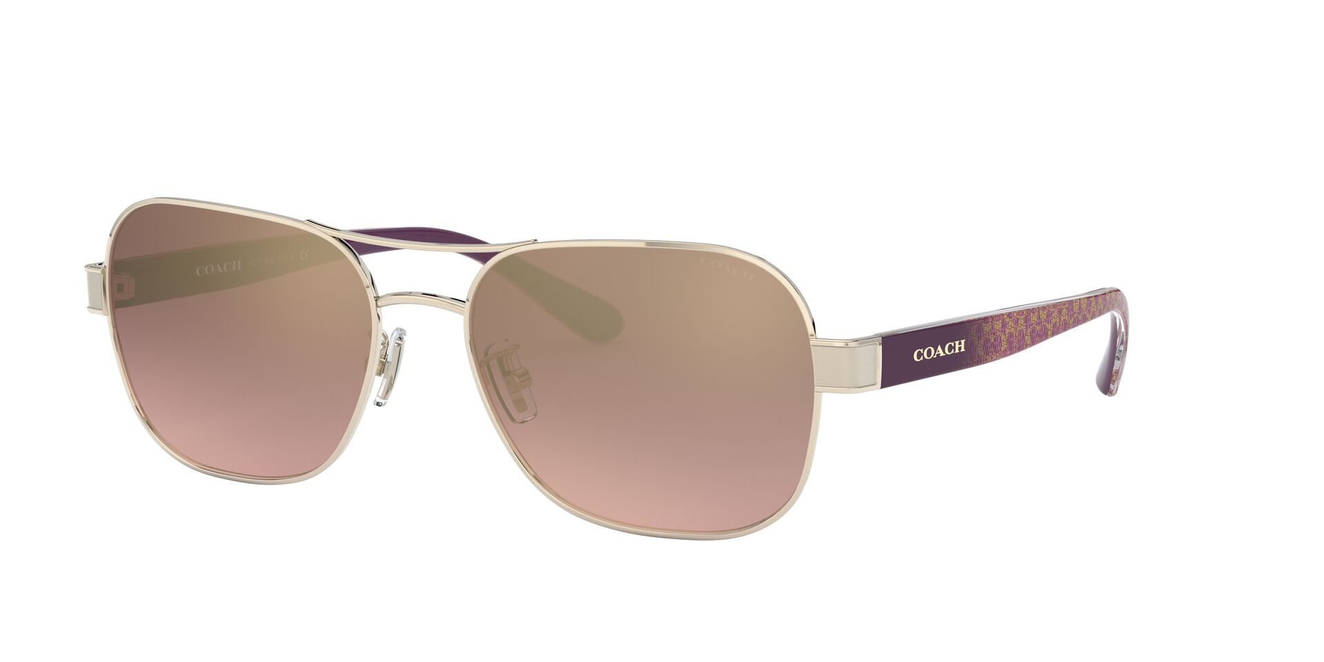 Foto 3 pulgar | Lente De Sol Coach Hc7116 Color Rosa Claro Degradado Espejeado Forma Piloto Para Mujer