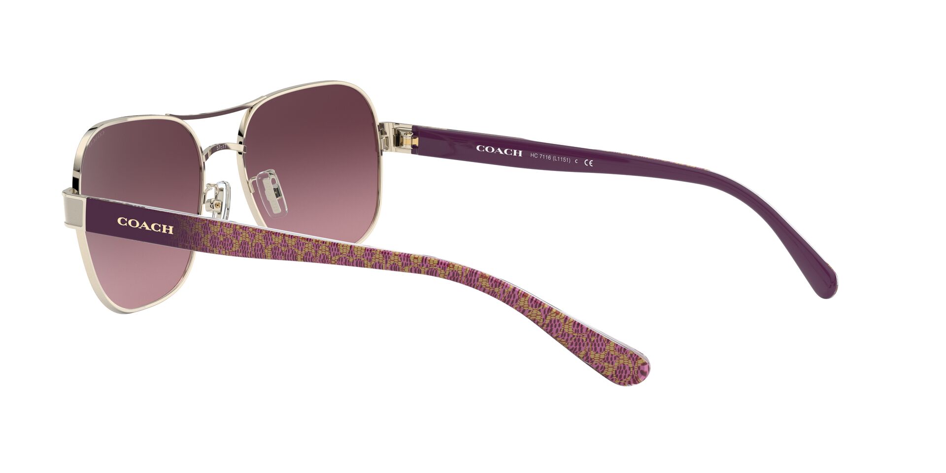 Foto 6 pulgar | Lente De Sol Coach Hc7116 Color Rosa Claro Degradado Espejeado Forma Piloto Para Mujer
