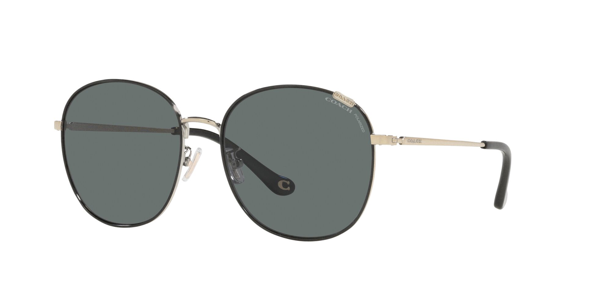 Foto 3 pulgar | Lente De Sol Coach Hc7134 Color Gris Sólido Forma Redonda Para Mujer Polarizado
