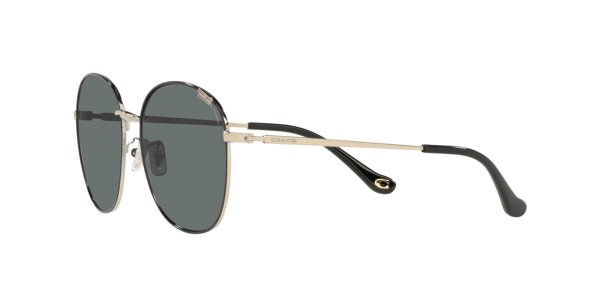 Foto 4 pulgar | Lente De Sol Coach Hc7134 Color Gris Sólido Forma Redonda Para Mujer Polarizado