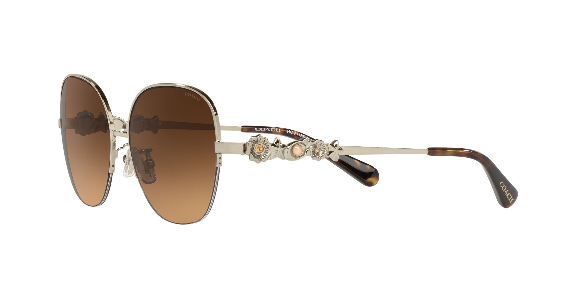 Foto 4 pulgar | Lente De Sol Coach Hc7118b Color Café Oscuro Degradado Forma Piloto Para Mujer