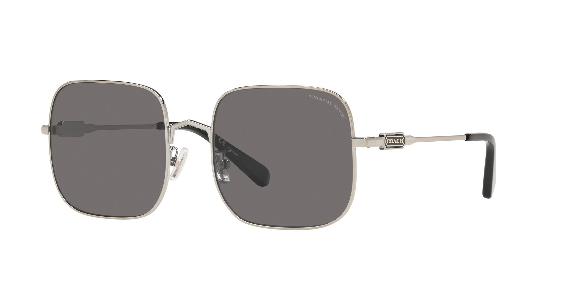 Foto 3 pulgar | Lente De Sol Coach Hc7120 Color Gris Sólido Forma Cuadrada Para Mujer Polarizado