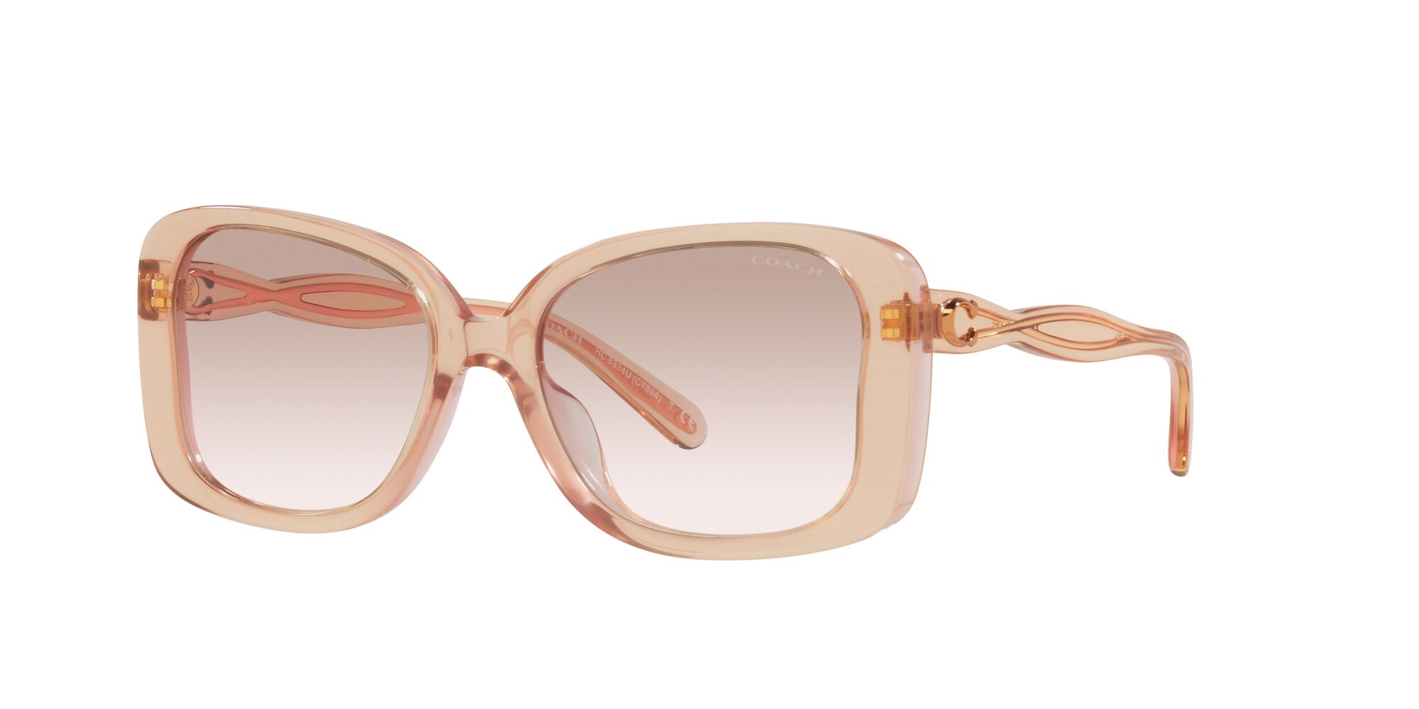 Foto 3 pulgar | Lente De Sol Coach Hc8334u Color Durazno Degradado Forma Butterfly Para Mujer