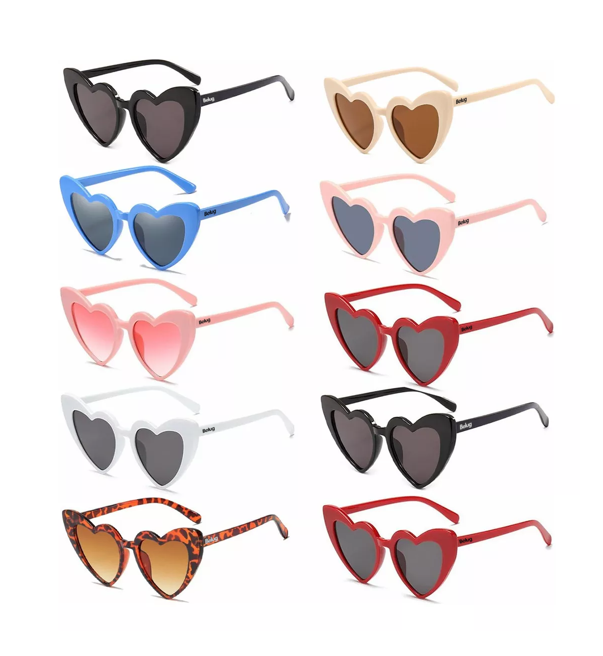 Foto 2 pulgar | Gafas De Sol Corazón Accesorios Lentes 10 Piezas Belug De Colores