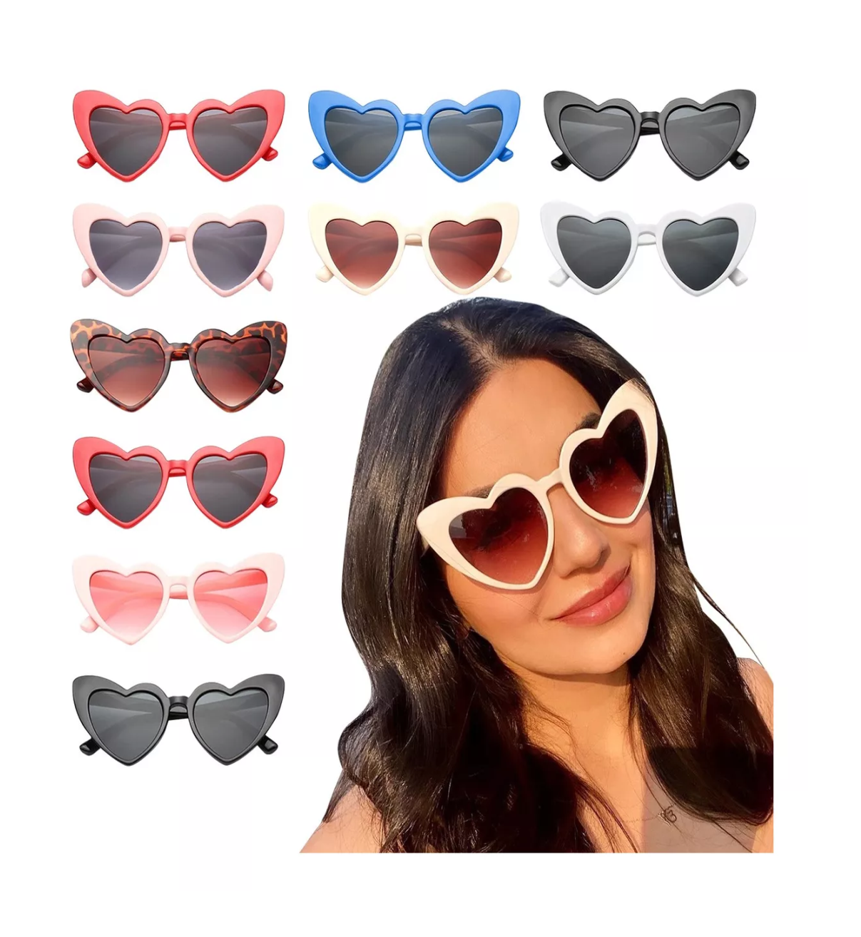 Foto 4 pulgar | Gafas De Sol Corazón Accesorios Lentes 10 Piezas Belug De Colores