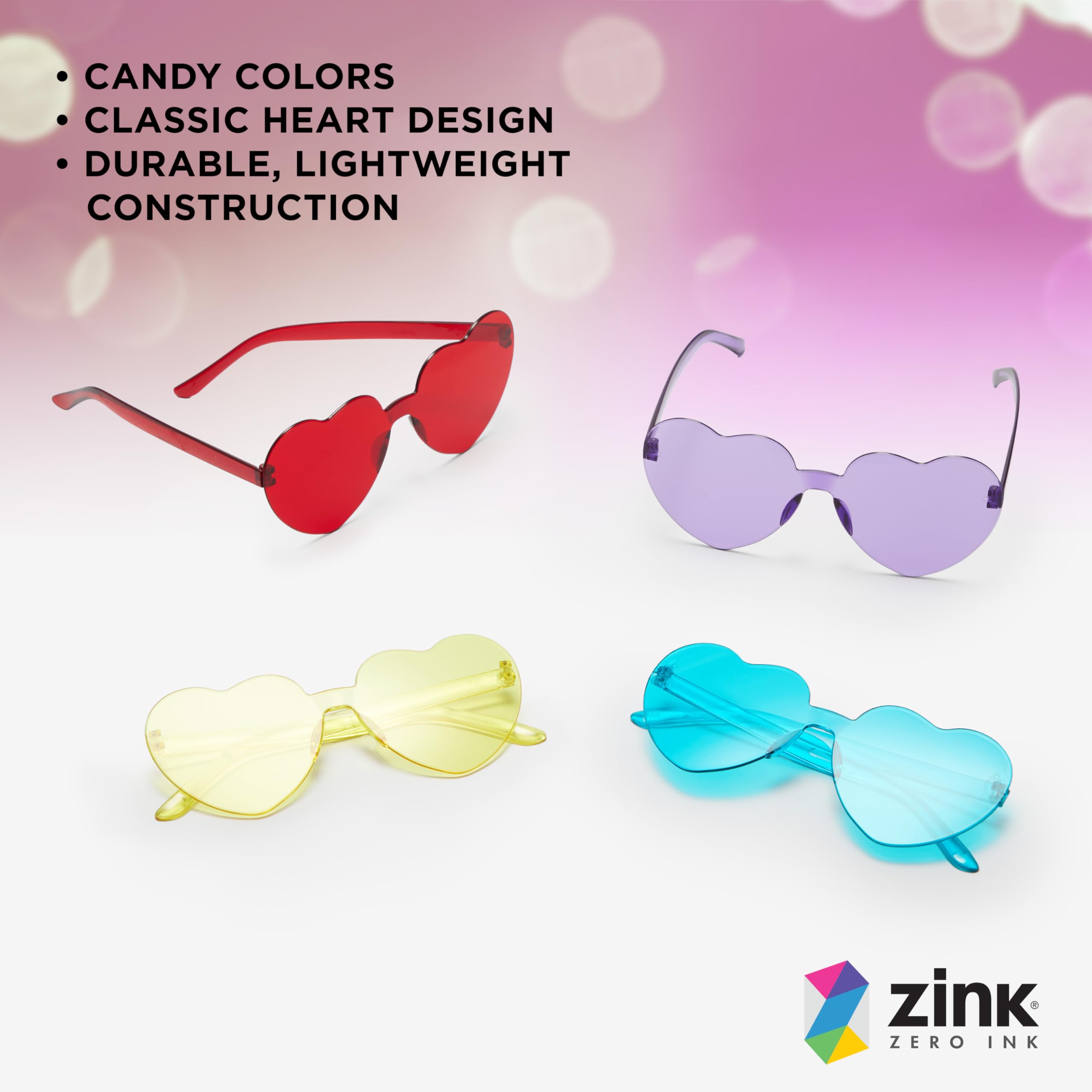 Foto 4 pulgar | Gafas De Sol Zink Colorful Heart Sin Montura En Forma De Corazón X6 - Venta Internacional.