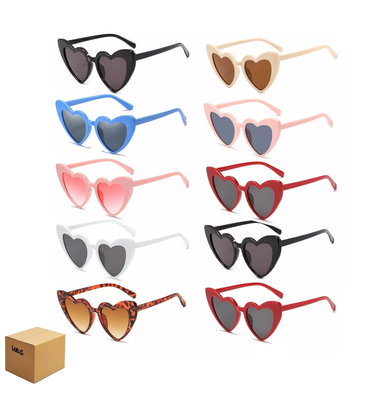 Gafas De Sol Corazón Lab.g Accesorios Lentes 10 Piezas De Colores