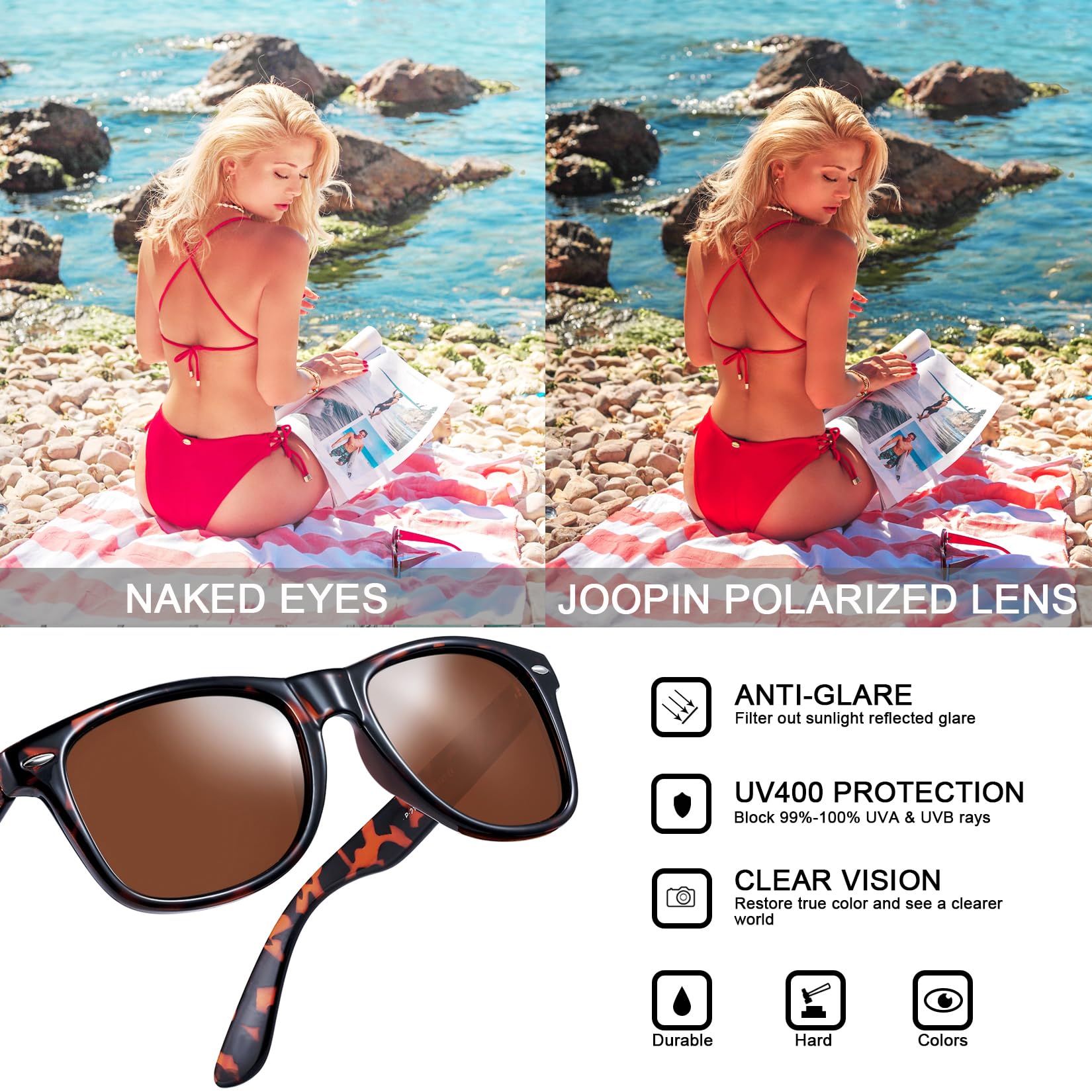Foto 6 pulgar | Gafas De Sol Joopin Fashion De Gran Tamaño Cuadradas Polarizadas Uv400 - Venta Internacional.