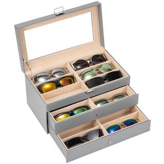Foto 1 | Organizador Procase Para Guardar Gafas De Sol Con 18 Ranuras, Piel, Color Gris - Venta Internacional.