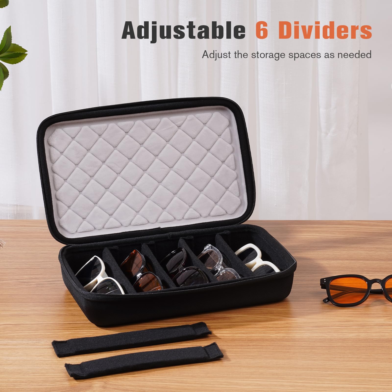 Foto 4 pulgar | Organizador De Gafas De Sol Procase Hard Shell Travel, Gris, 7 Ranuras - Venta Internacional.