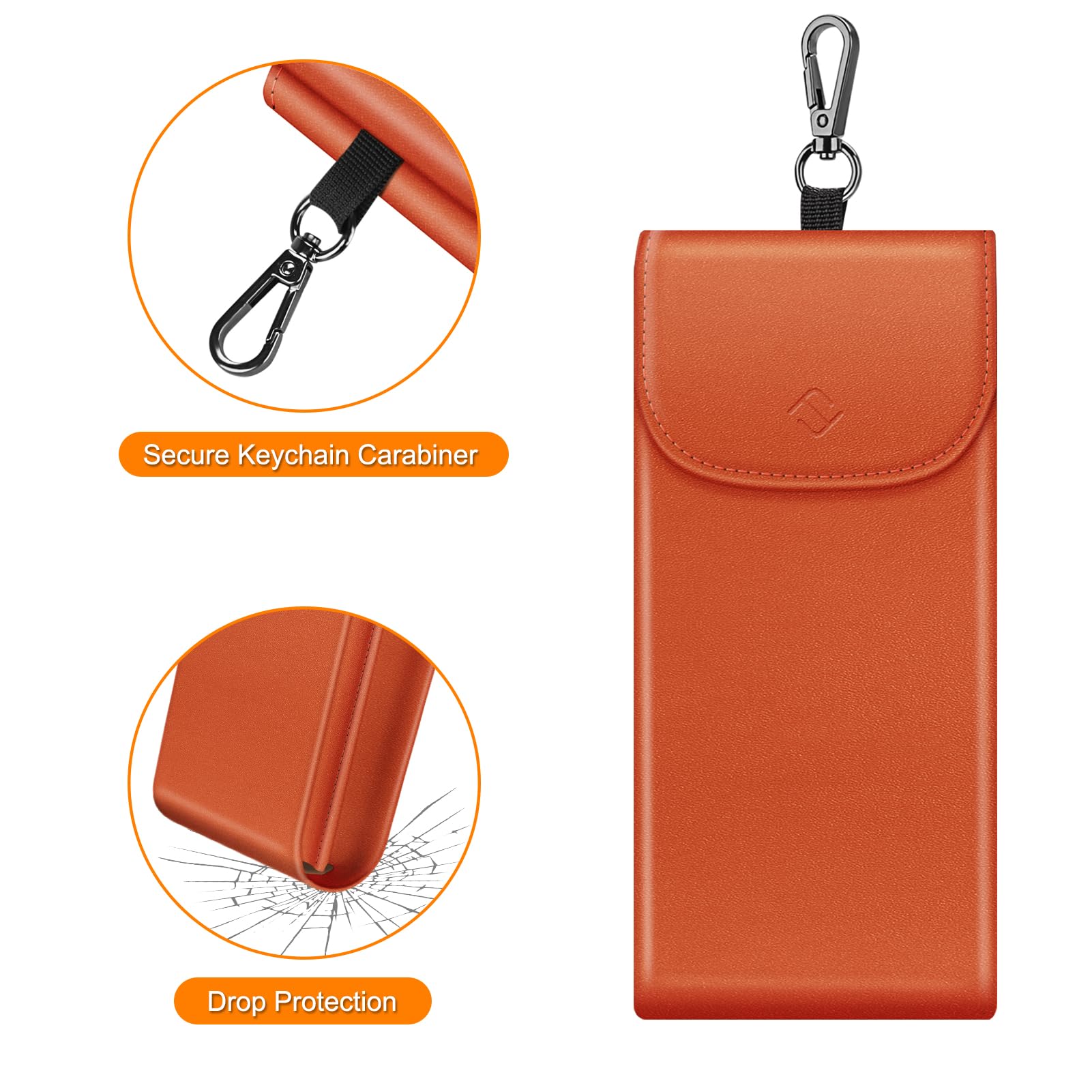 Foto 5 | Funda Doble Para Gafas Fintie De Piel Vegana Naranja Con Gancho - Venta Internacional.