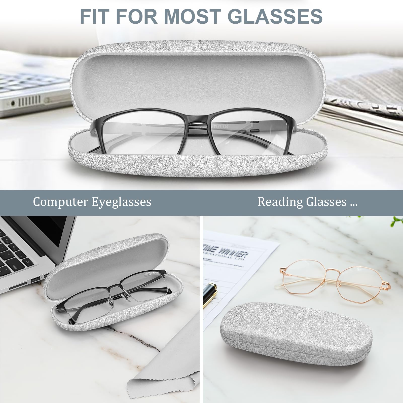 Foto 4 | Funda Para Gafas Fintie, Rígida, Portátil, Con Purpurina, Plateada - Venta Internacional.
