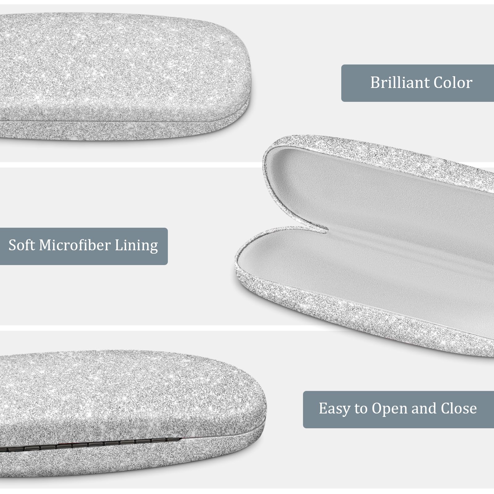 Foto 6 pulgar | Funda Para Gafas Fintie, Rígida, Portátil, Con Purpurina, Plateada - Venta Internacional.