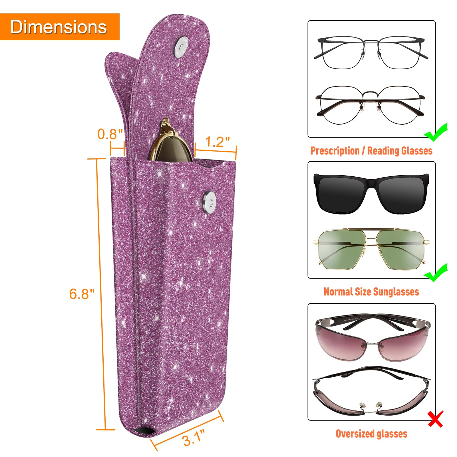 Foto 3 pulgar | Funda Doble Para Gafas Fintie Portátil De Piel Vegana, Color Morado - Venta Internacional.