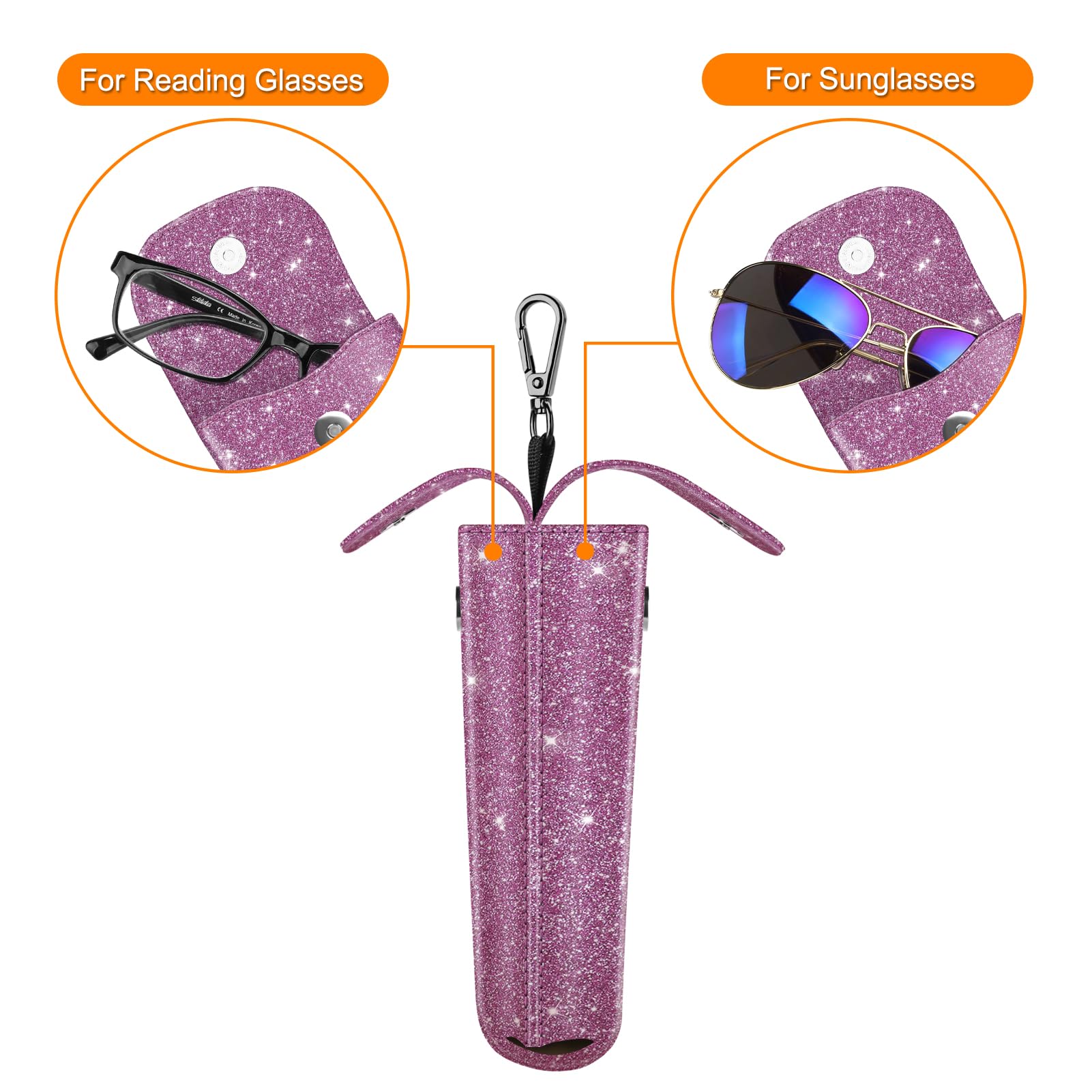 Foto 5 pulgar | Funda Doble Para Gafas Fintie Portátil De Piel Vegana, Color Morado - Venta Internacional.