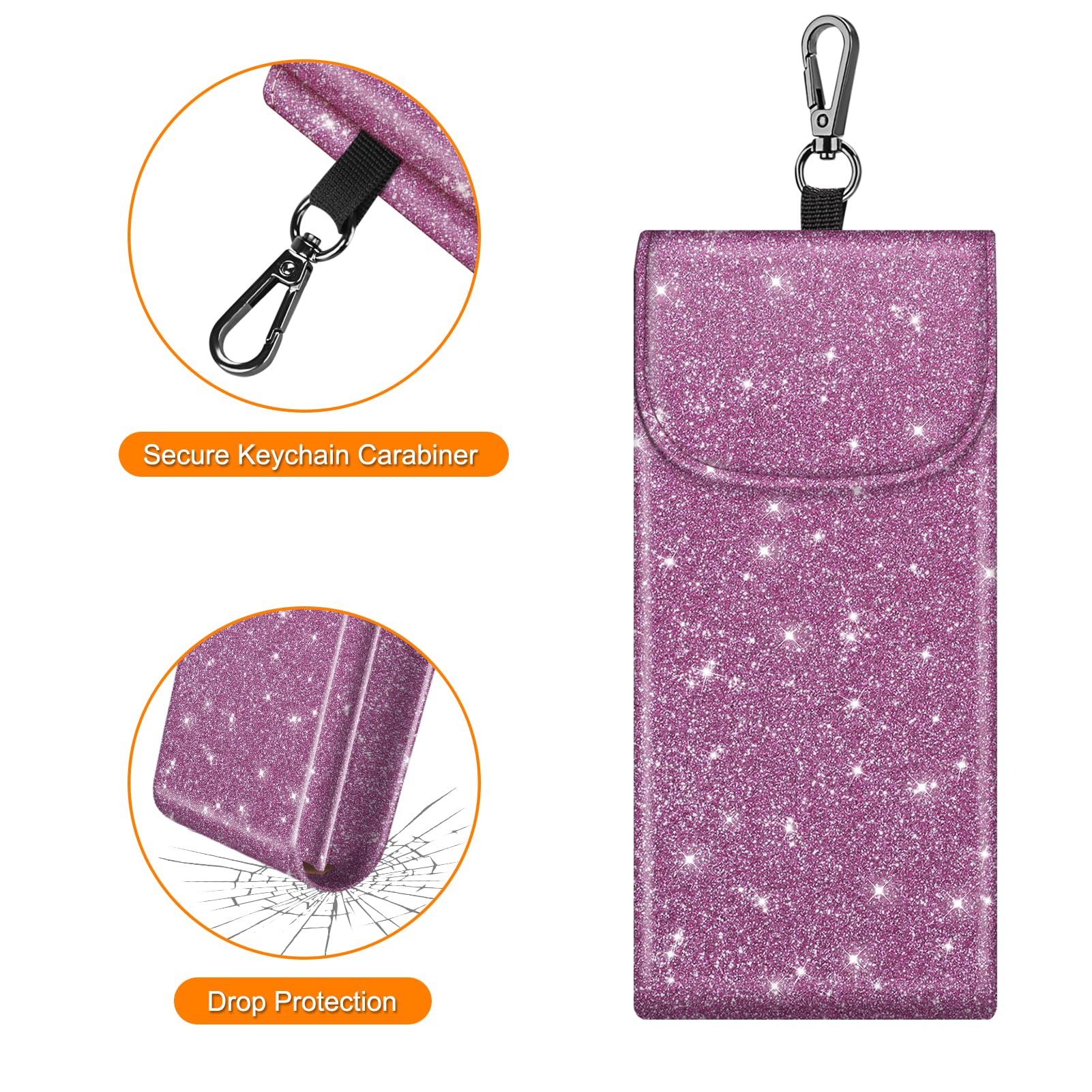 Foto 6 pulgar | Funda Doble Para Gafas Fintie Portátil De Piel Vegana, Color Morado - Venta Internacional.