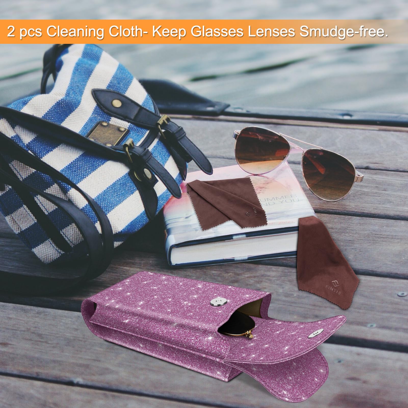 Foto 6 | Funda Doble Para Gafas Fintie Portátil De Piel Vegana, Color Morado - Venta Internacional.