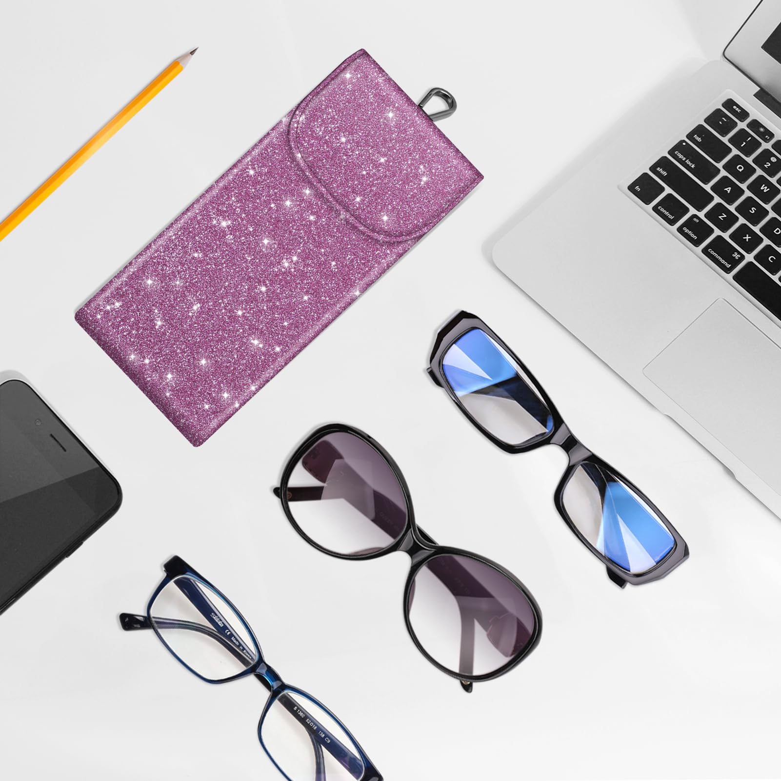 Foto 8 pulgar | Funda Doble Para Gafas Fintie Portátil De Piel Vegana, Color Morado - Venta Internacional.