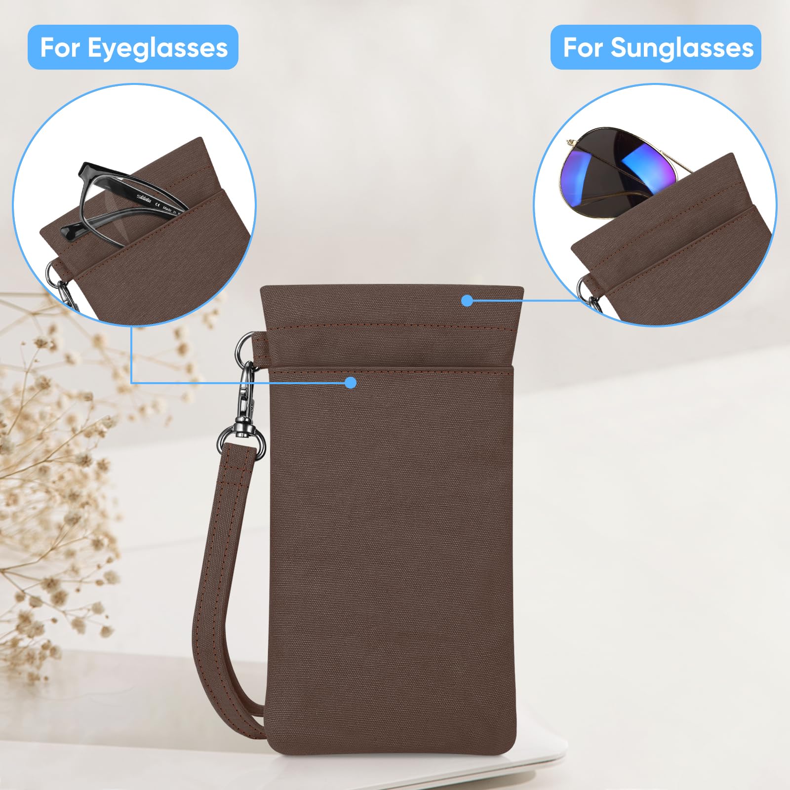 Foto 4 | Funda Para Gafas Fintie Double Con Correa De Transporte, Color Marrón - Venta Internacional.
