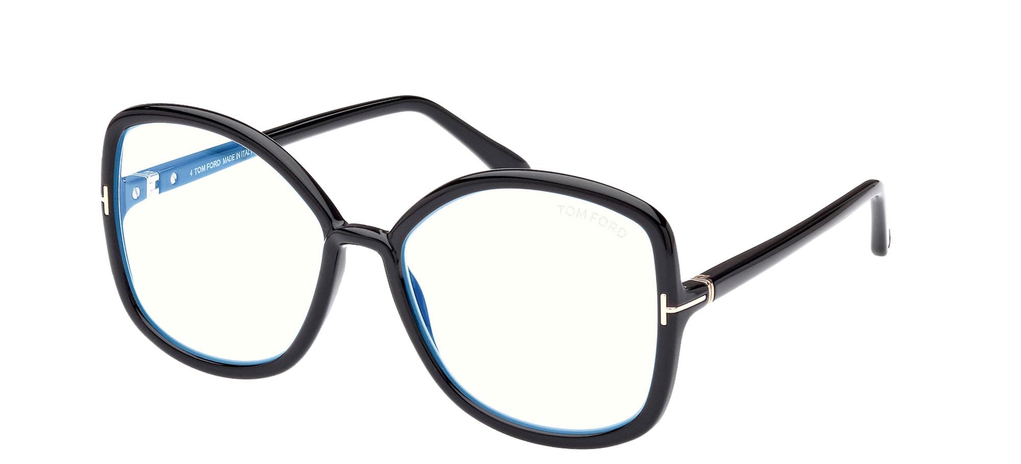 Foto 2 pulgar | Anteojos Tom Ford Ft 5845, Negro Brillante Con Lente De Bloque Azul - Venta Internacional.