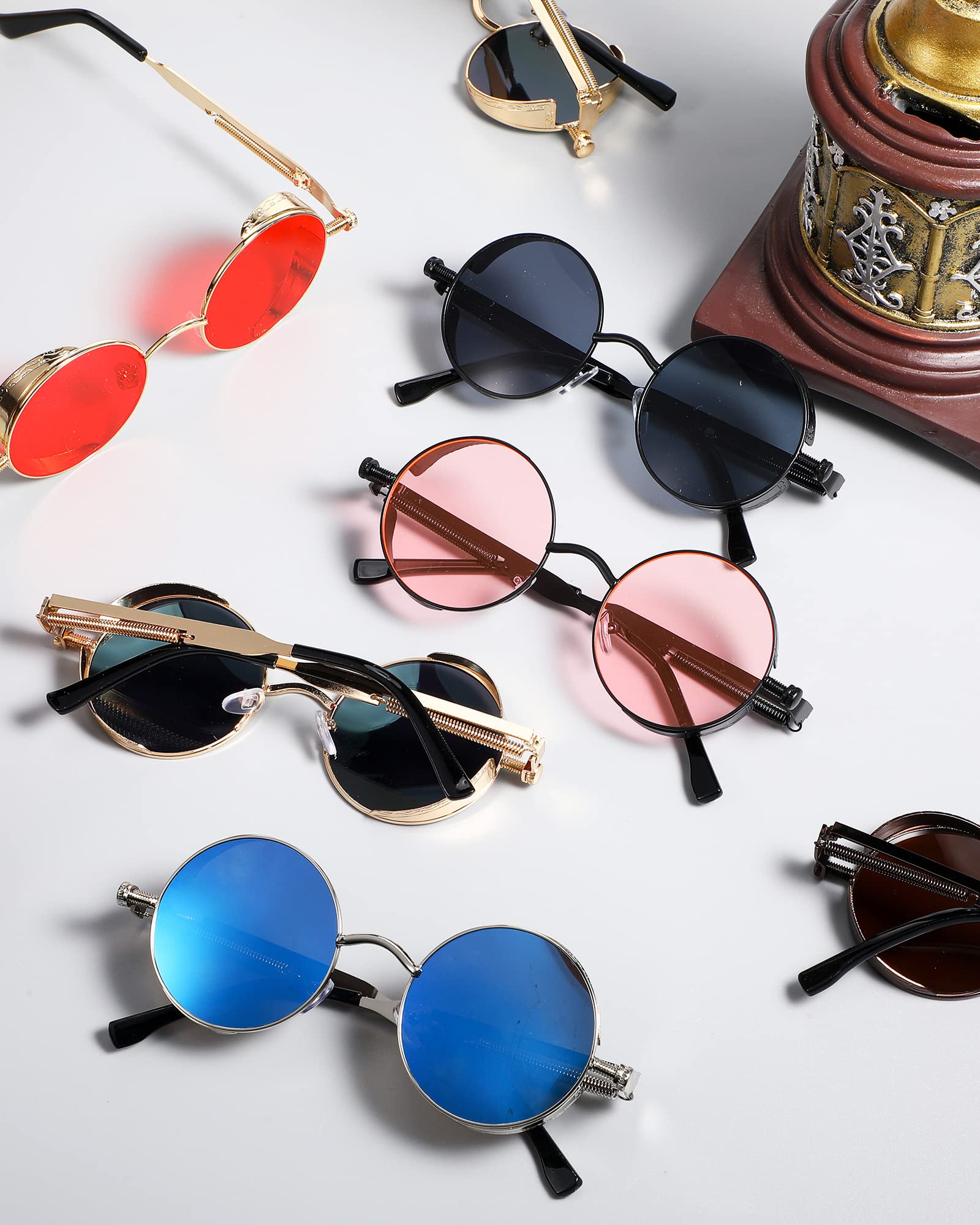 Foto 7 | Gafas De Sol Steampunk Coume Retro Góticas Con Montura Redonda De Metal - Venta Internacional.
