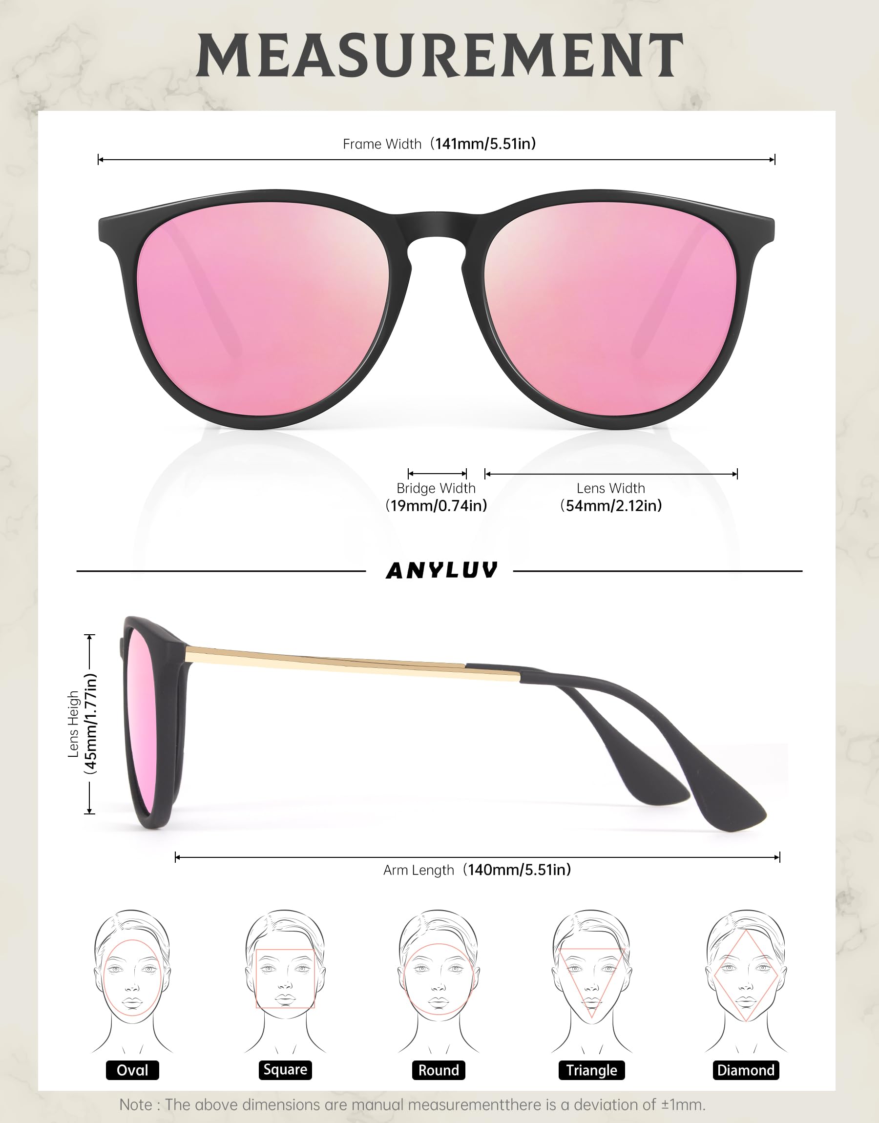 Foto 5 | Gafas De Sol Anyluv Para Mujer Polarizadas Con Protección Uv400 - Venta Internacional.