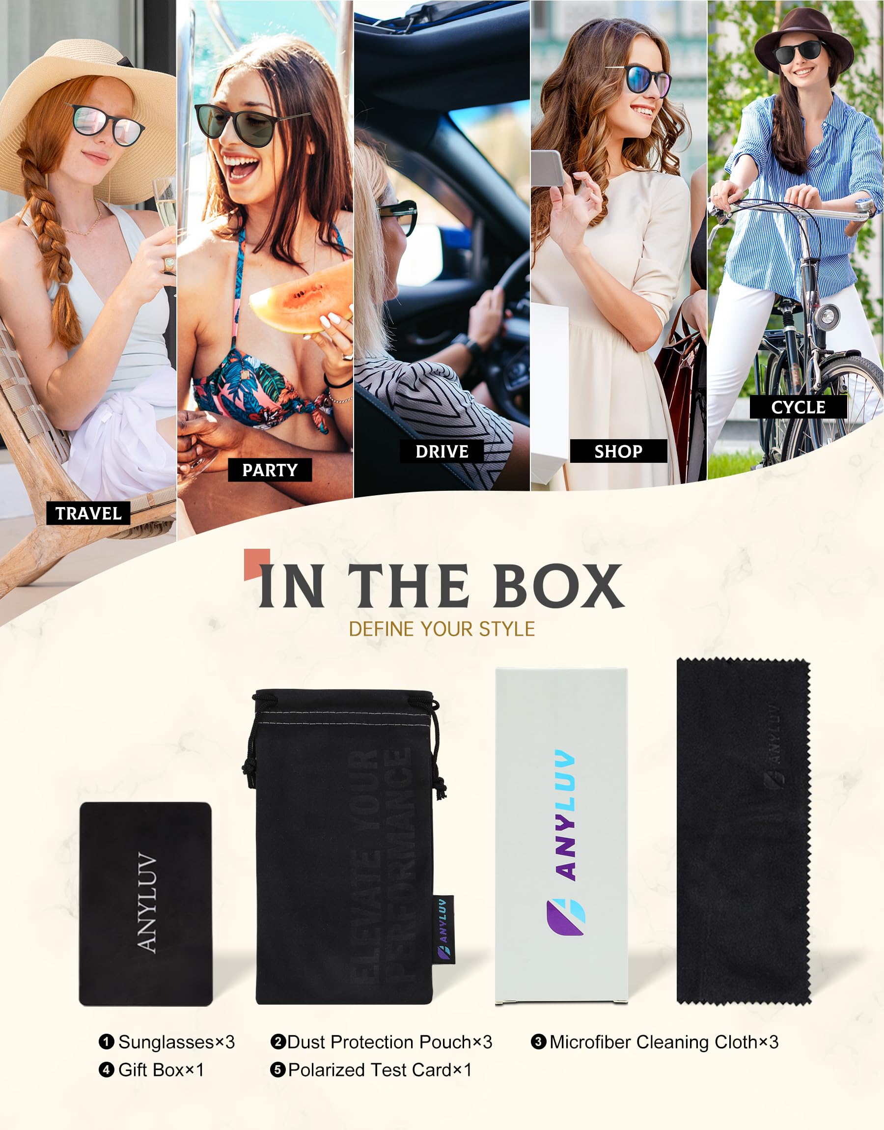 Foto 8 pulgar | Gafas De Sol Anyluv Para Mujer Polarizadas Con Protección Uv400 - Venta Internacional.