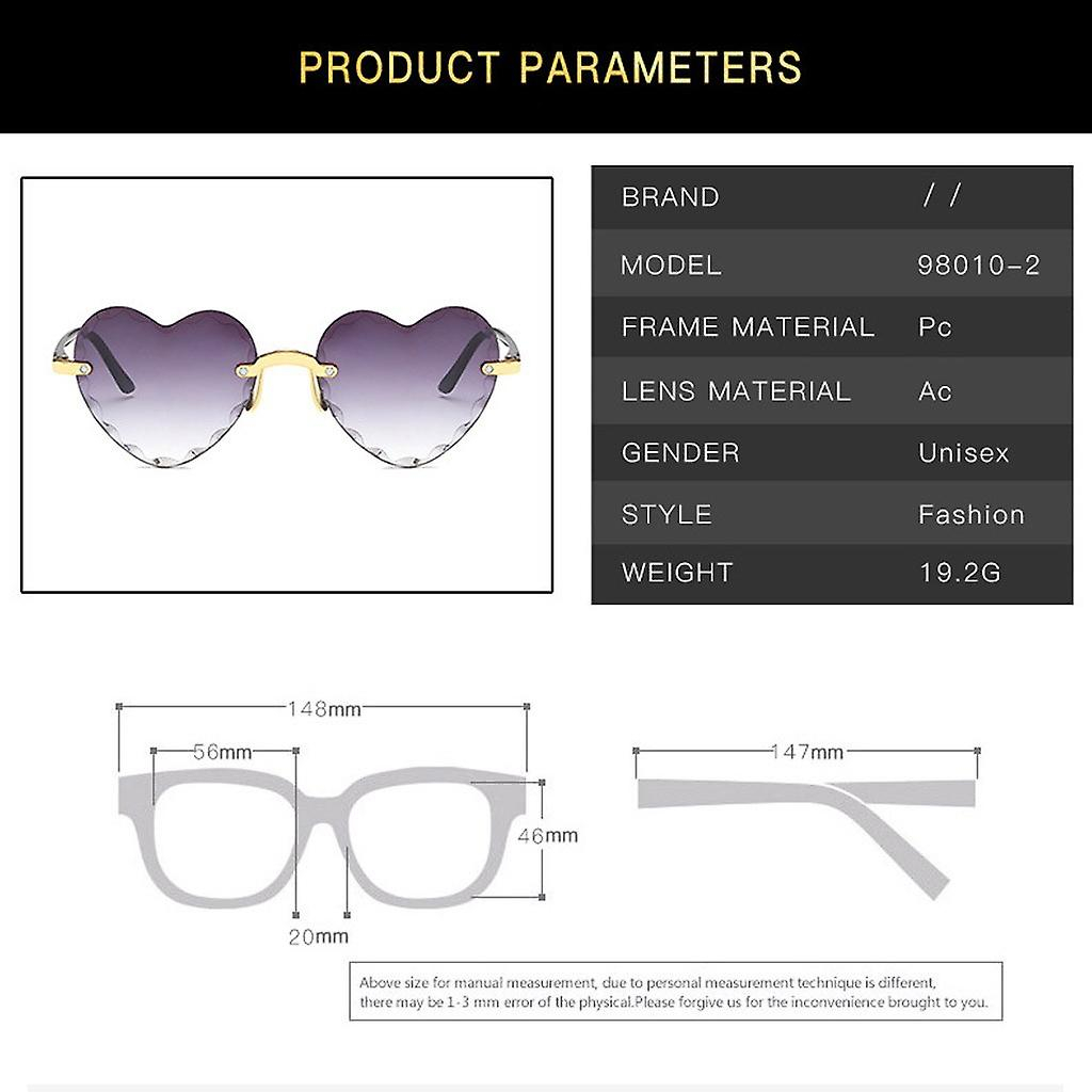Foto 6 pulgar | Gafas De Sol Huoguo  Unisex  En Forma De Corazón  Sin Marco  A La Moda - Venta Internacional.