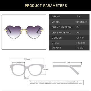 Foto 5 | Gafas De Sol Huoguo Unisex En Forma De Corazón Sin Marco A La Moda - Venta Internacional.