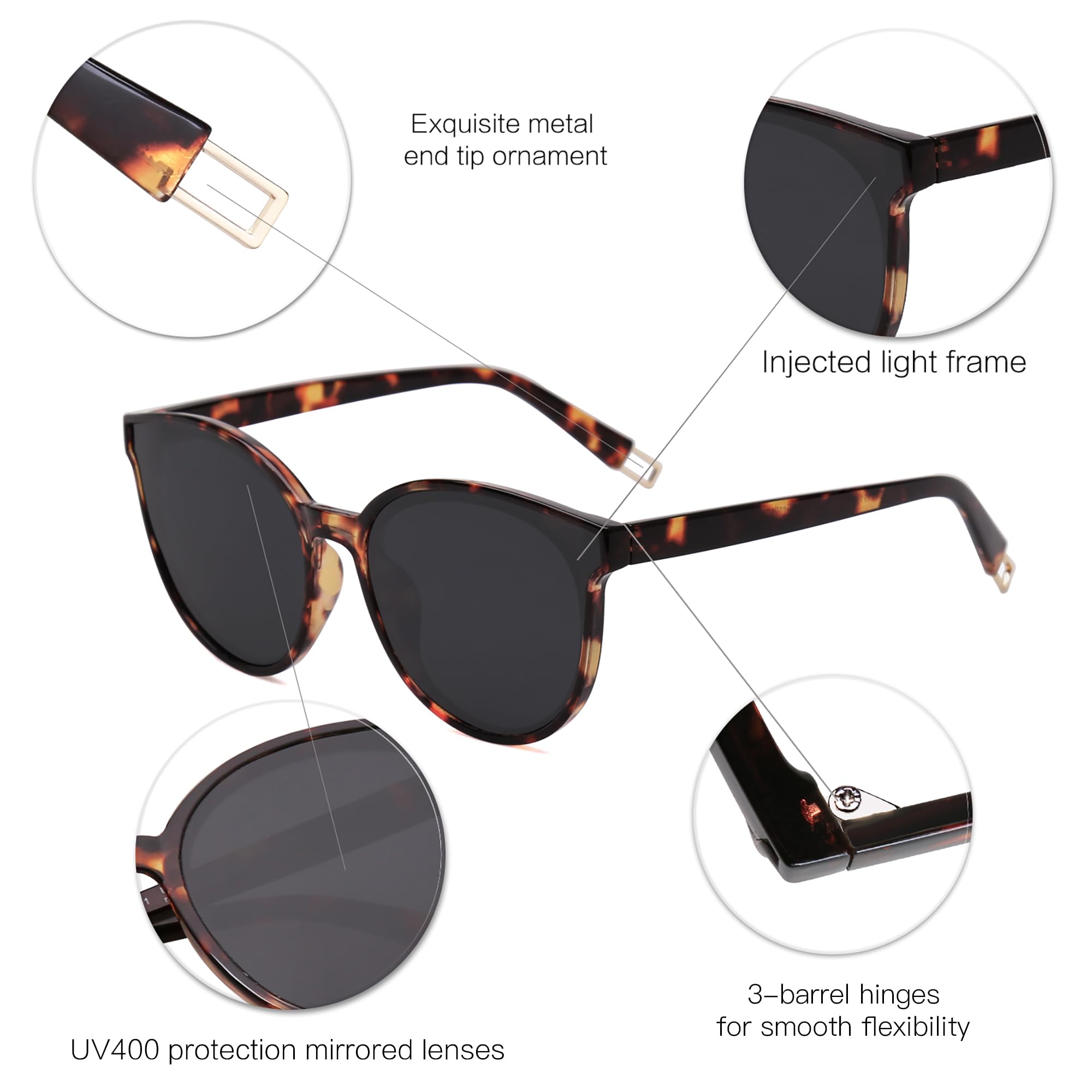 Foto 5 pulgar | Gafas De Sol Sojos Oversized Round Uv400 Para Mujer Y Hombre - Venta Internacional.