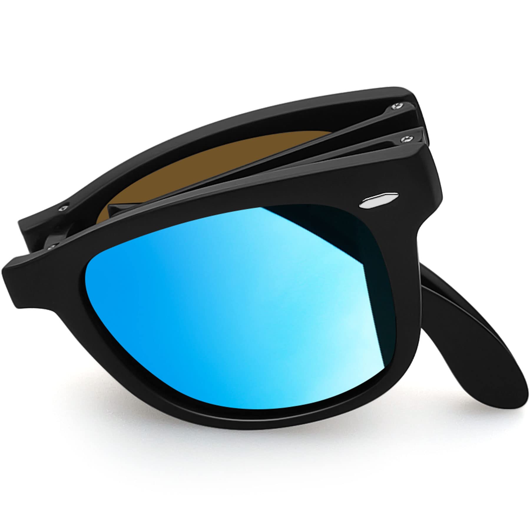 Foto 2 pulgar | Gafas De Sol Joopin Square  Plegables  Polarizadas  Uv400  Color Azul Espejo - Venta Internacional.