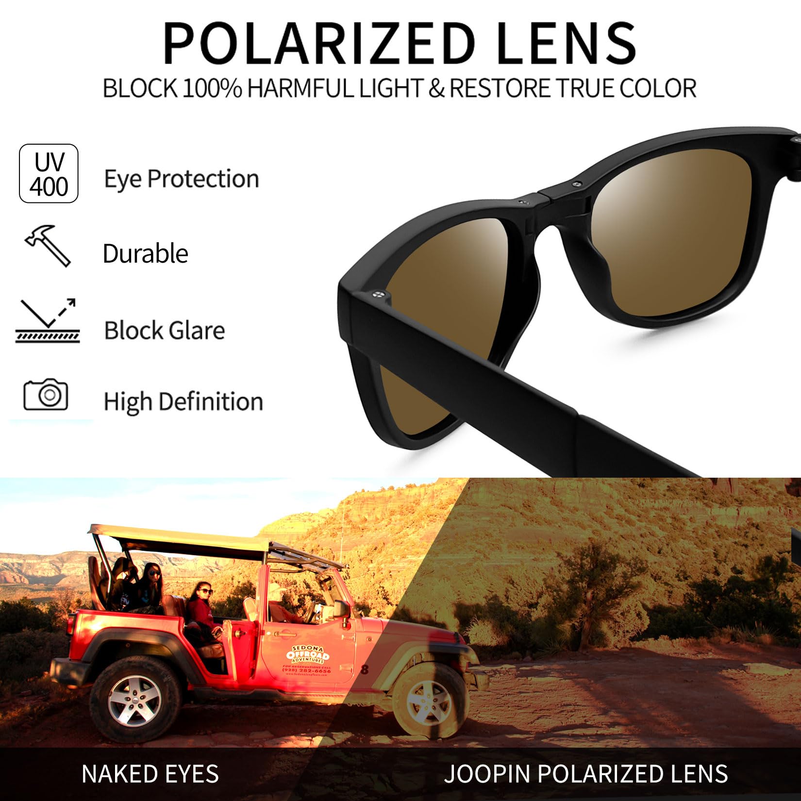 Foto 5 pulgar | Gafas De Sol Joopin Square  Plegables  Polarizadas  Uv400  Color Azul Espejo - Venta Internacional.