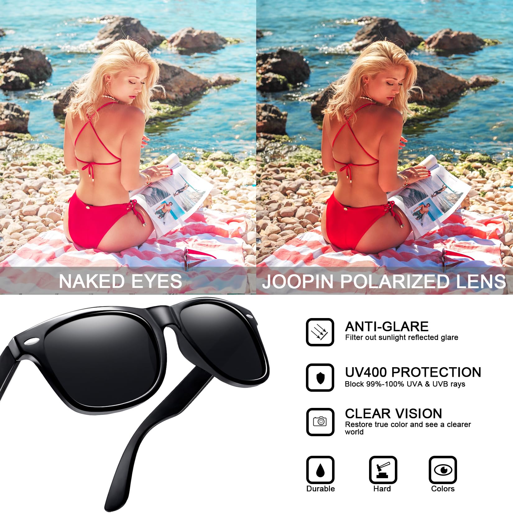 Foto 6 pulgar | Gafas De Sol Joopin Oversized Square Polarizadas Uv400 Unisex - Venta Internacional.