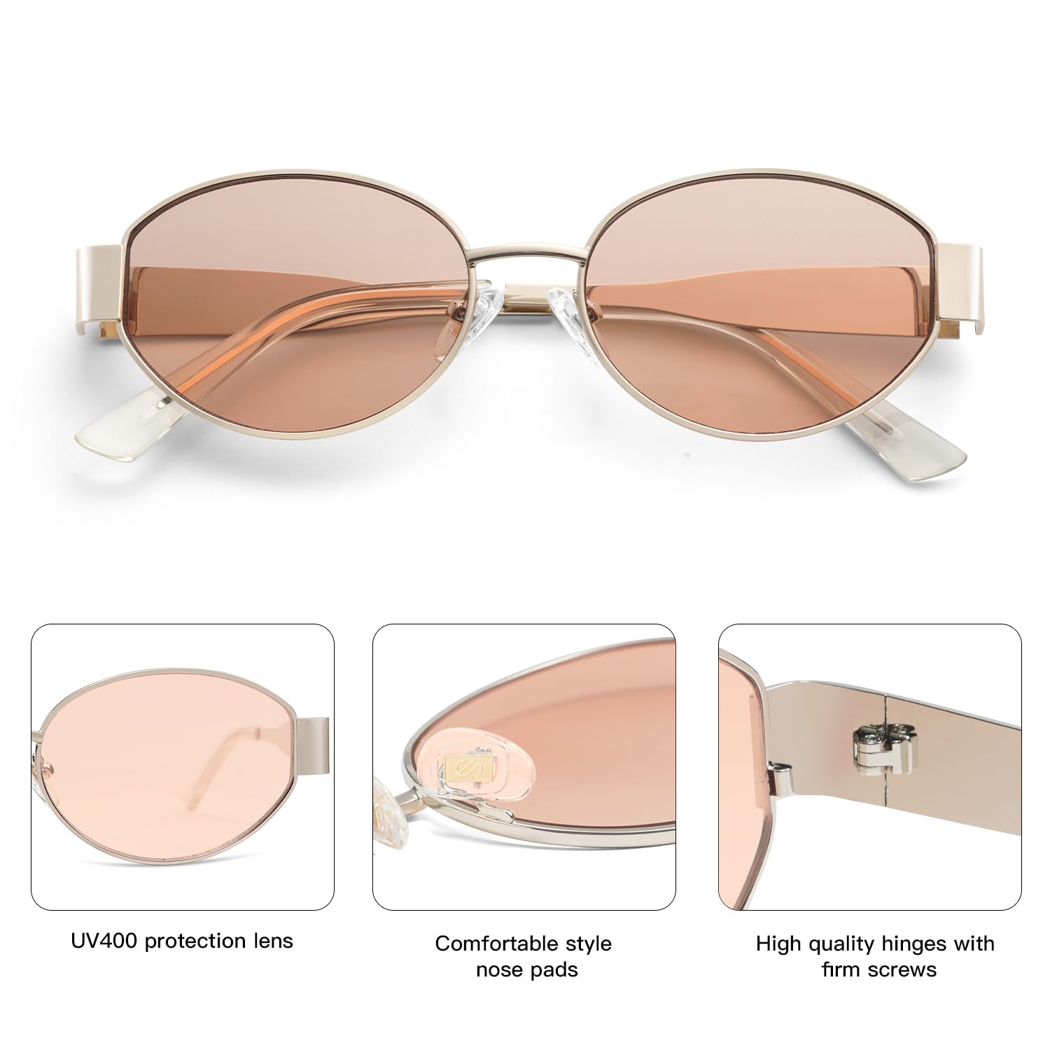 Foto 4 | Gafas De Sol Sojos Retro Oval Sj1217 Con Lente Dorada/marrón Claro - Venta Internacional.