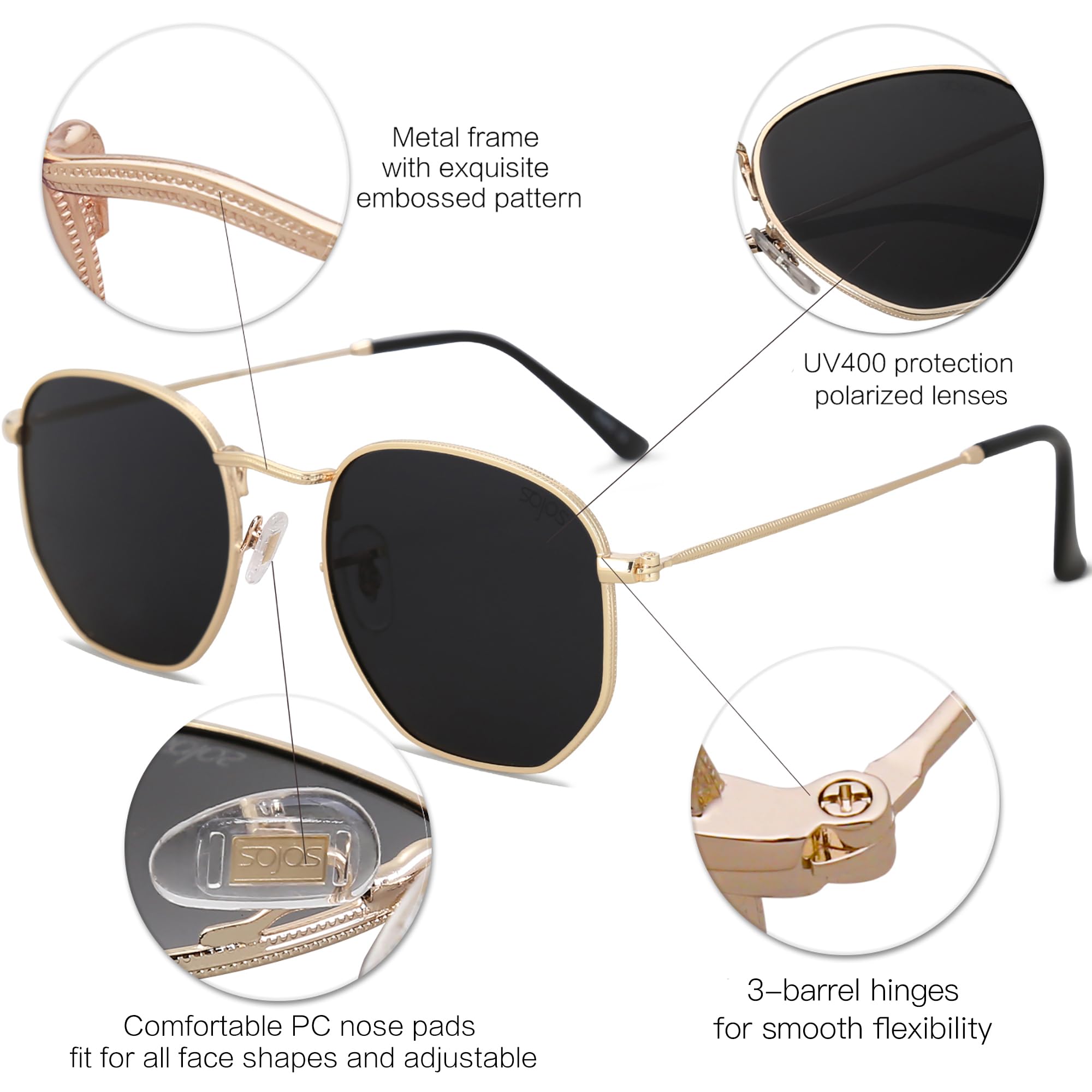 Foto 5 pulgar | Gafas De Sol Sojos Square Polarizadas Para Mujer/hombre Sj1072 - Venta Internacional.