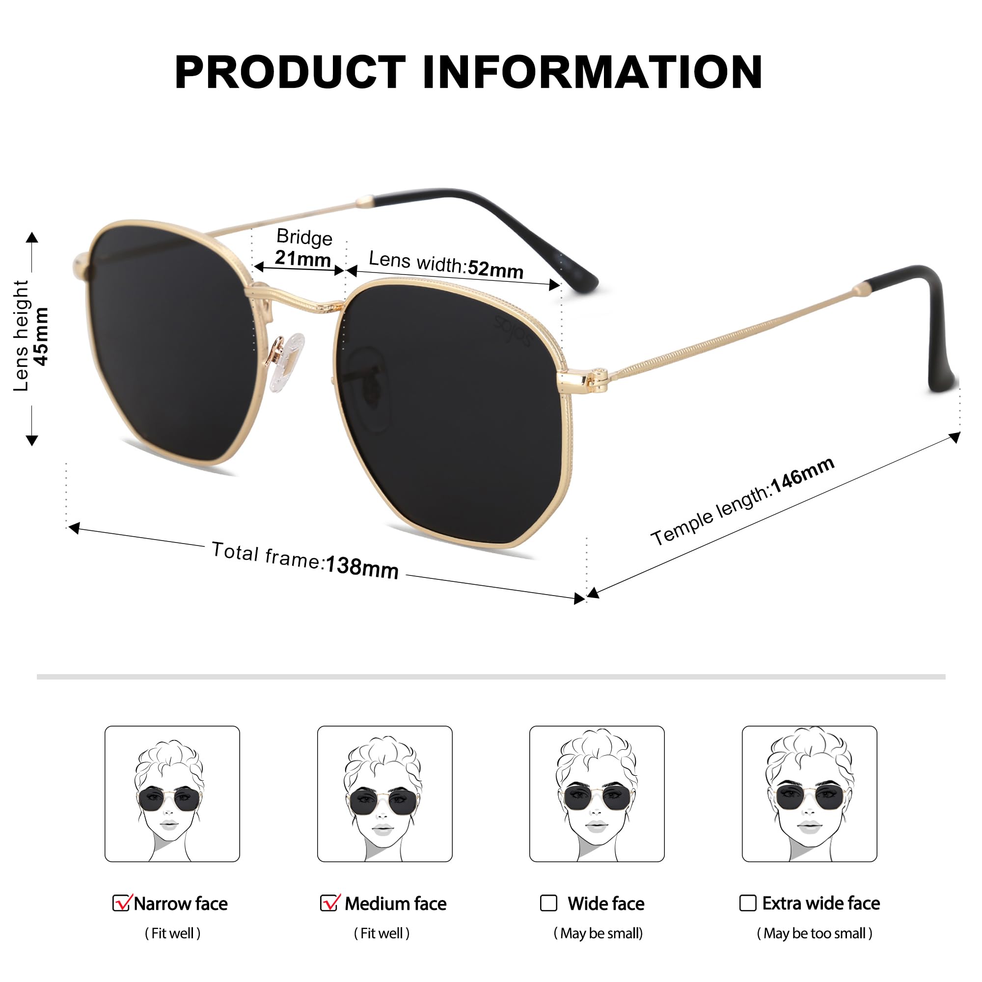 Foto 5 | Gafas De Sol Sojos Square Polarizadas Para Mujer/hombre Sj1072 - Venta Internacional.