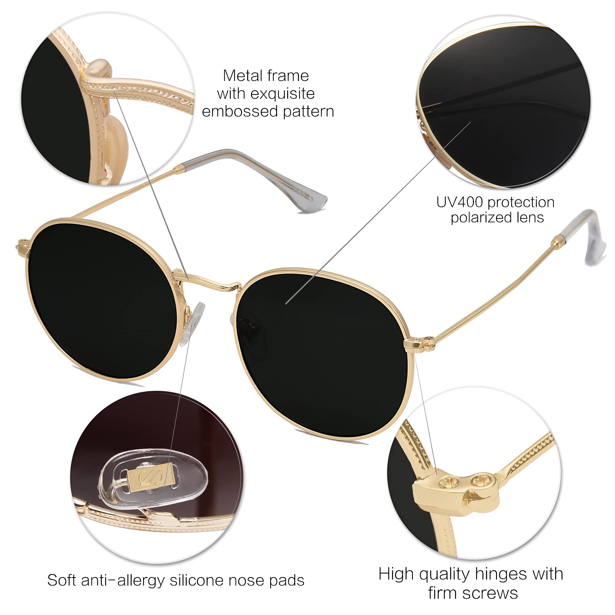 Foto 5 pulgar | Gafas De Sol Sojos Small Round Polarized Para Mujer Y Hombre - Venta Internacional.