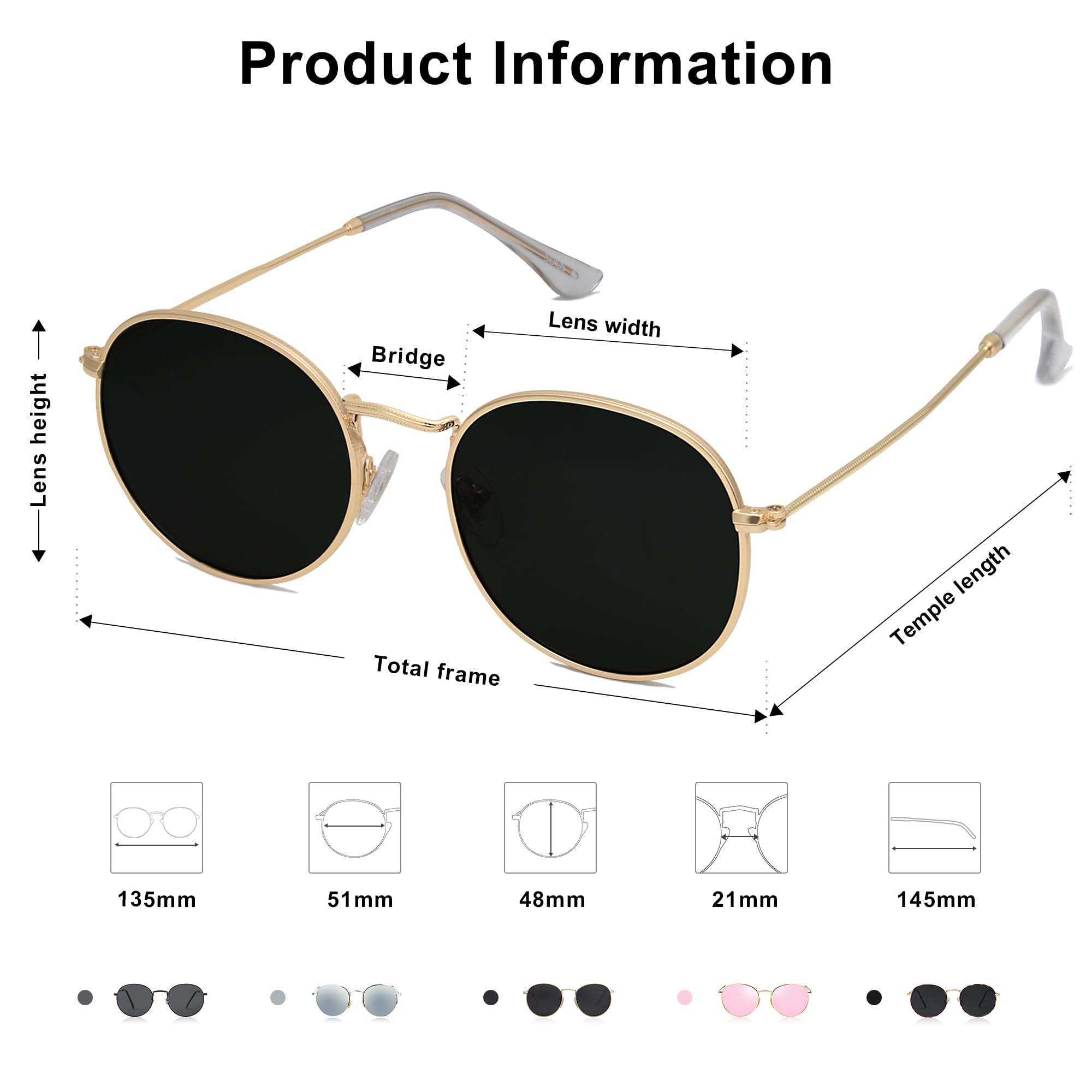 Foto 6 pulgar | Gafas De Sol Sojos Small Round Polarized Para Mujer Y Hombre - Venta Internacional.