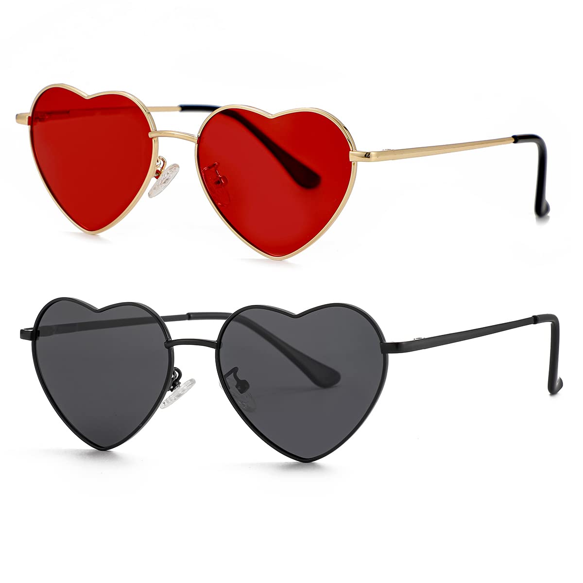 Foto 2 | Gafas De Sol Jovakit Polarized Heart Para Mujer Dorado/rojo+negro/gris - Venta Internacional.