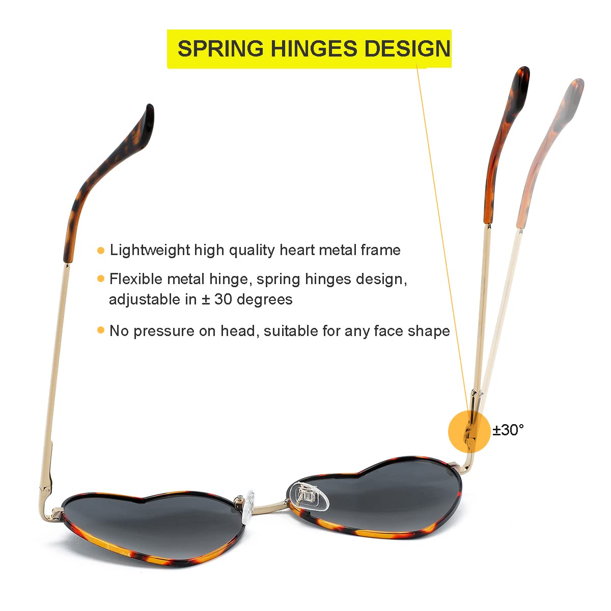Foto 6 pulgar | Gafas De Sol Jovakit Polarized Heart Para Mujer En Forma De Tortuga Y Gris - Venta Internacional.