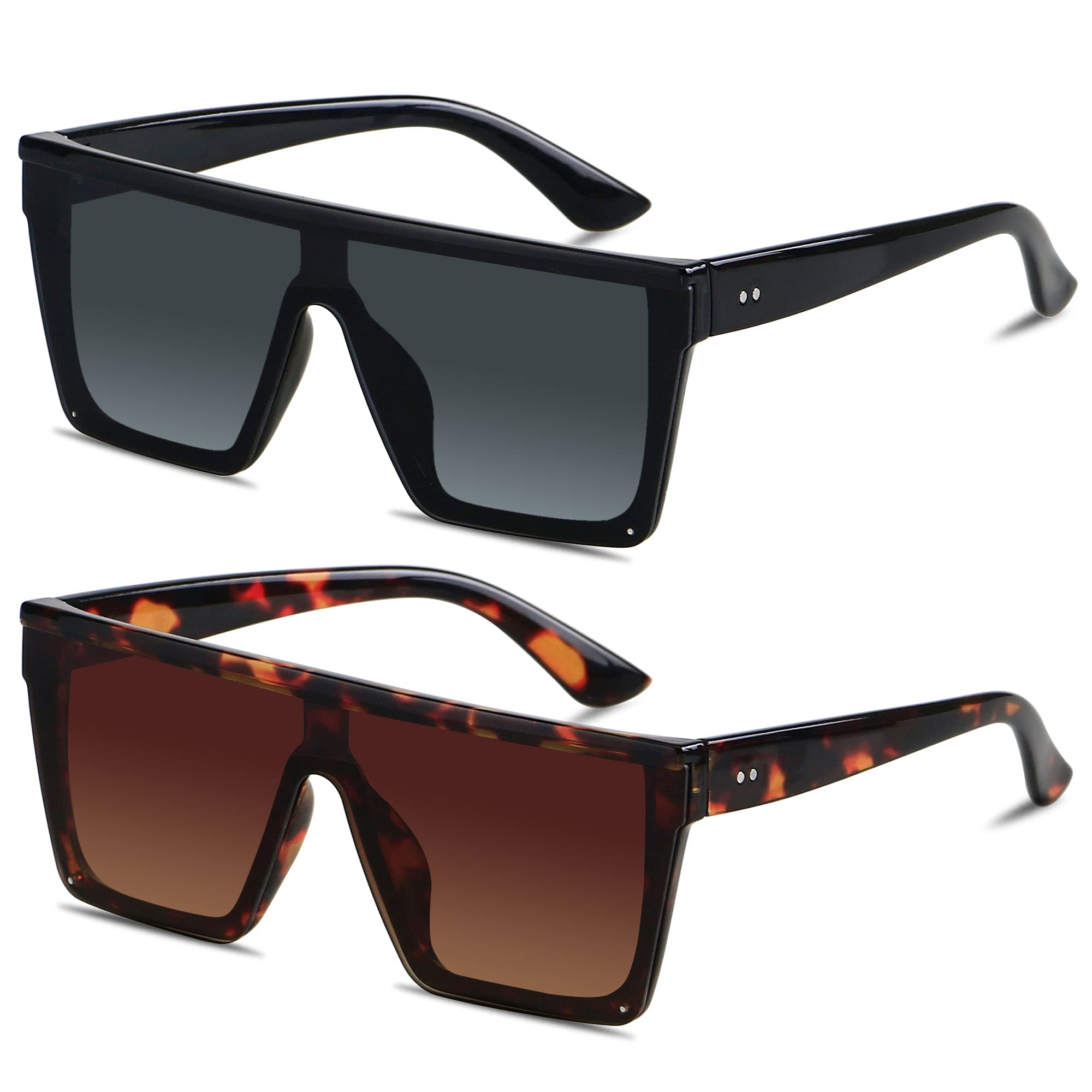 Foto 2 pulgar | Gafas De Sol Lyzoit Cuadradas Oversized Fashion Shield Uv400 Negras - Venta Internacional.